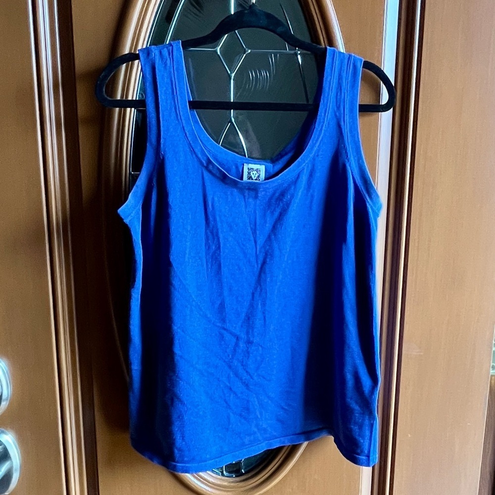 Anne Klein Royal Blue Scoop Neck Tank Womens Size Large